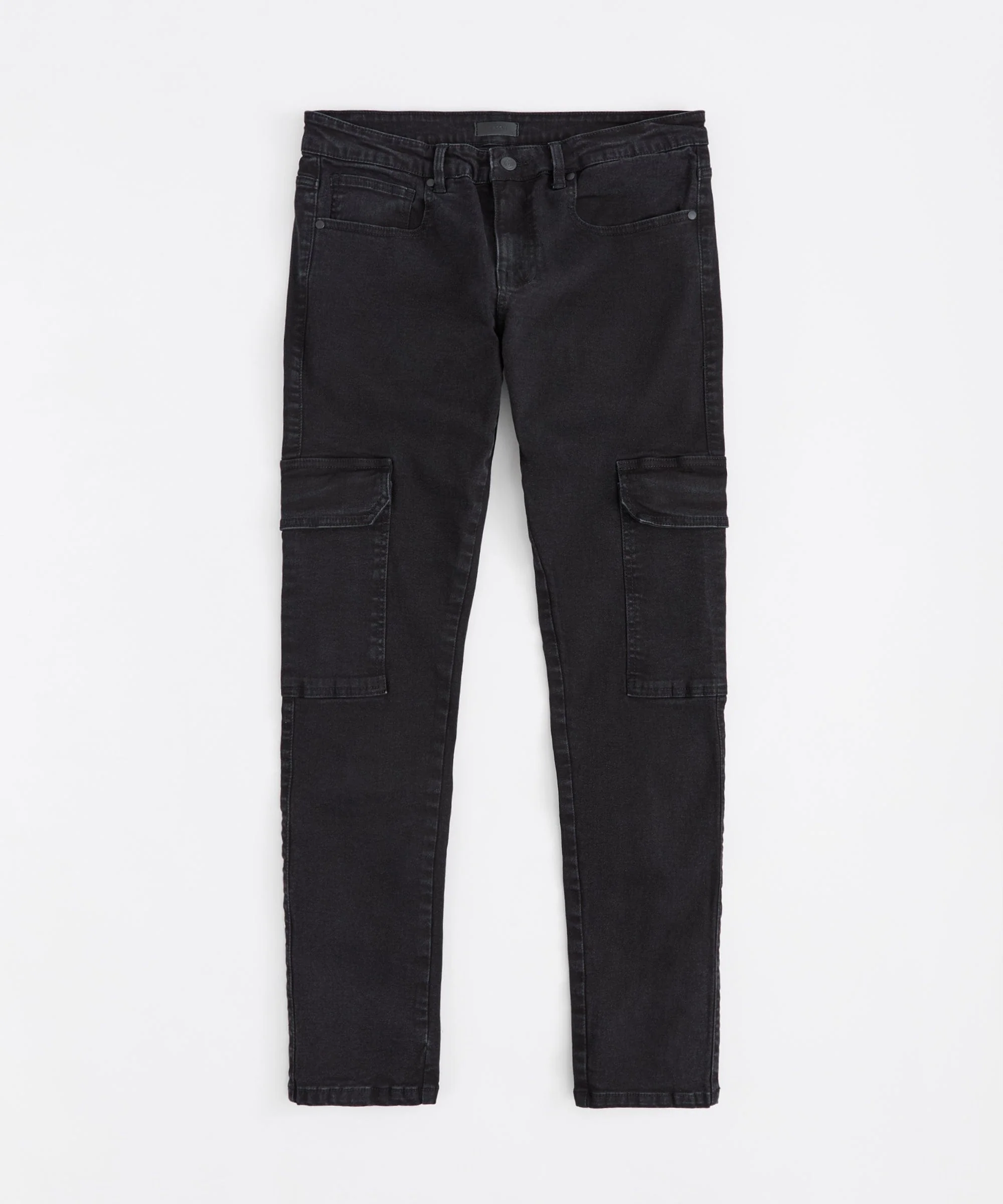 Washed Cargo Denim Jeans - Black