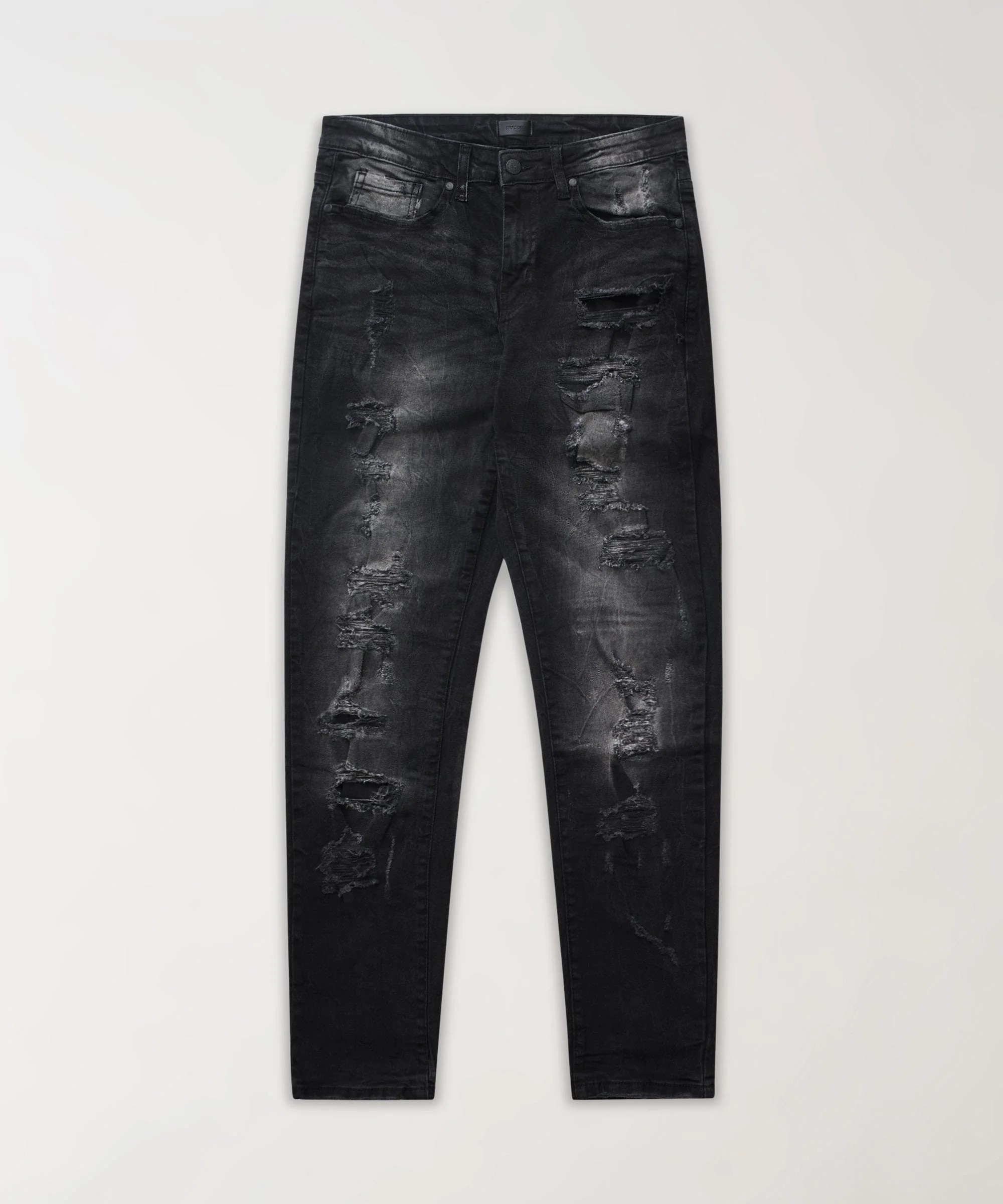 Washed Rip And Repair Denim Jeans - Black
