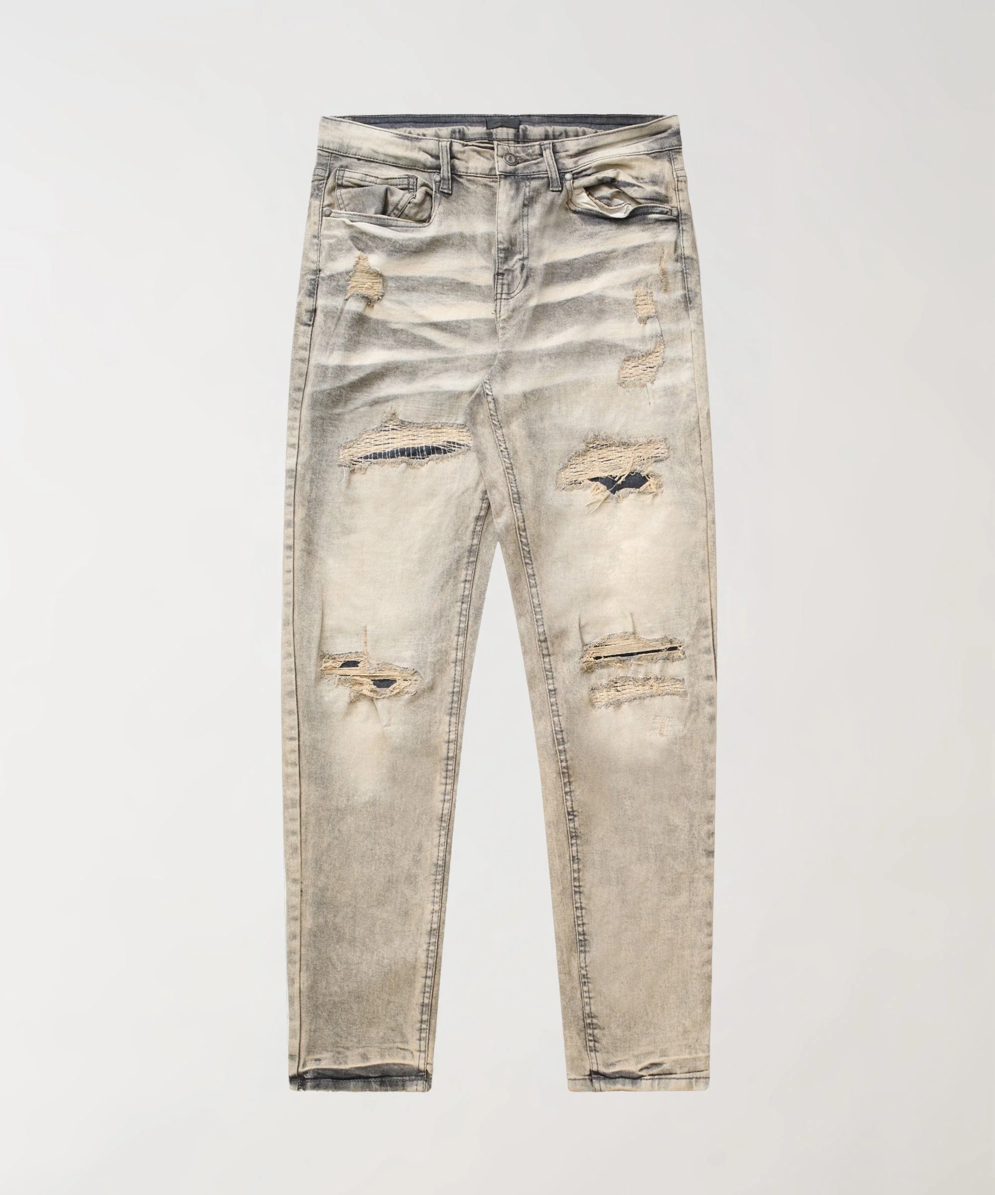 Washed Rip And Repair Denim Jeans - Grey