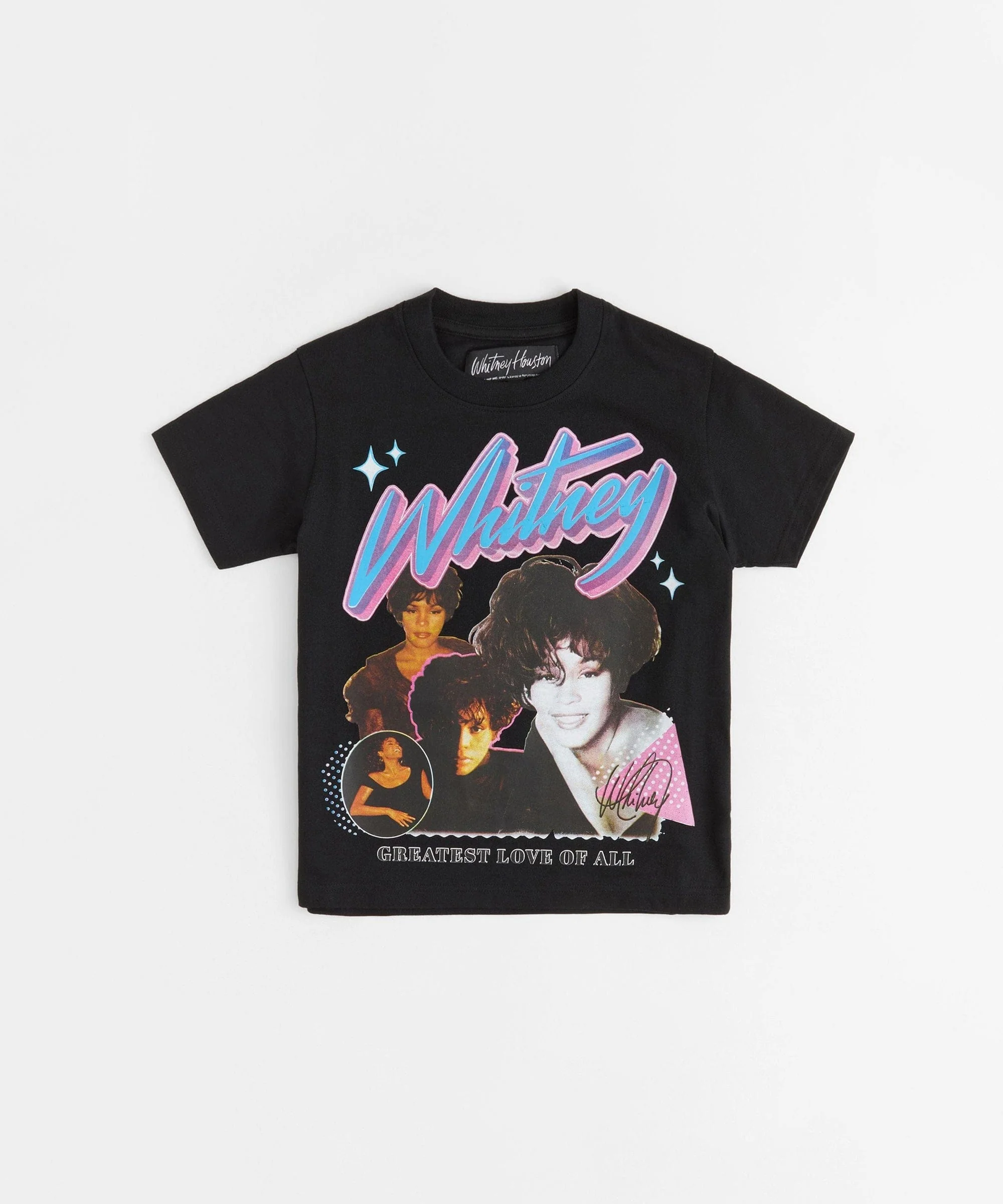 Women Whitney Houston Baby Short Sleeve Tee - Black