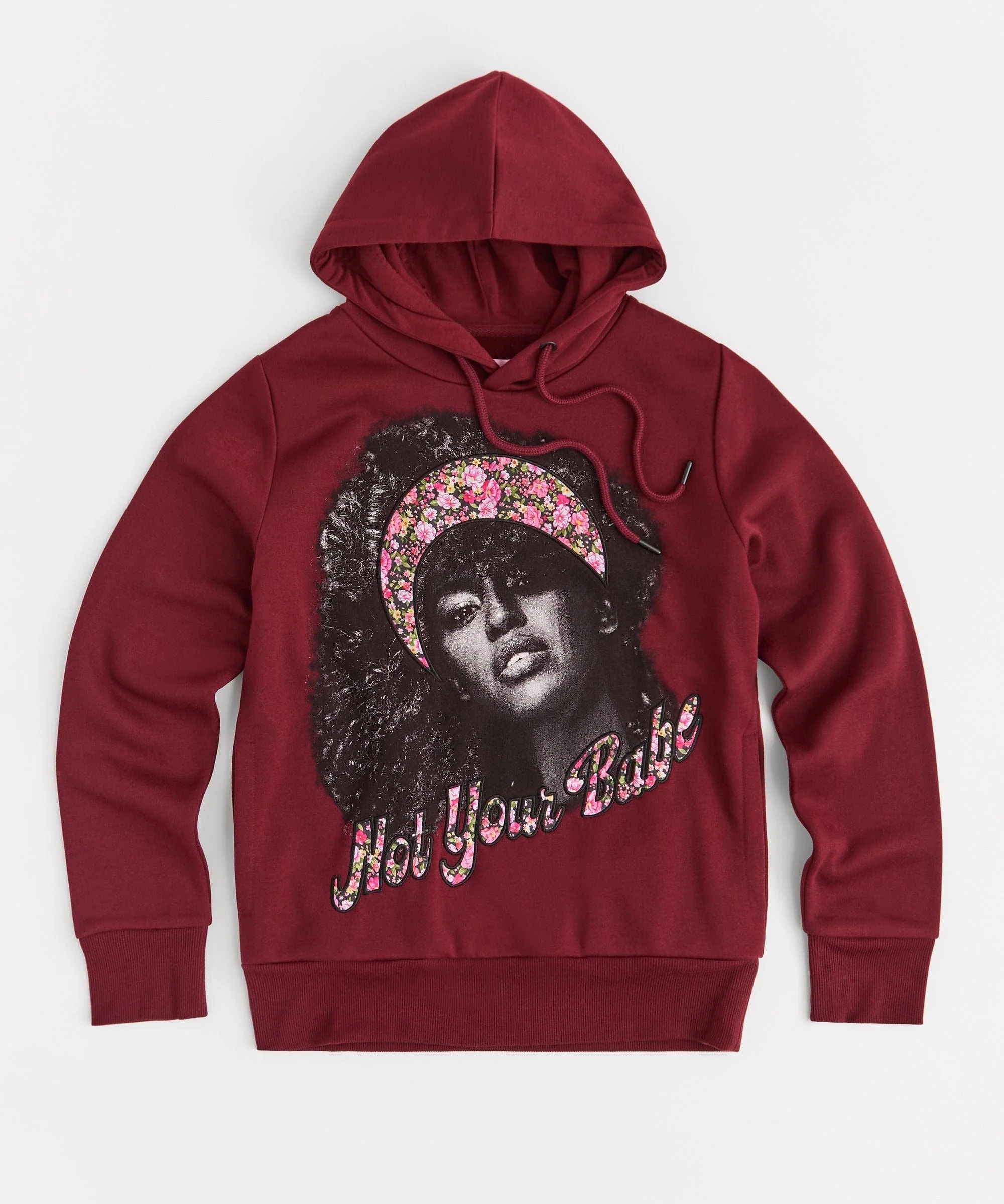 Womens Not Your Babe Tapestry Hoodie - Burgundy
