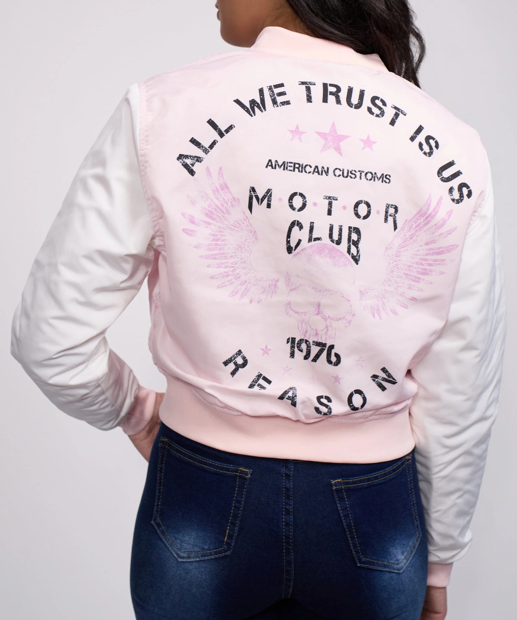 Women All We Trust Varsity Jacket - Cream - Image 3