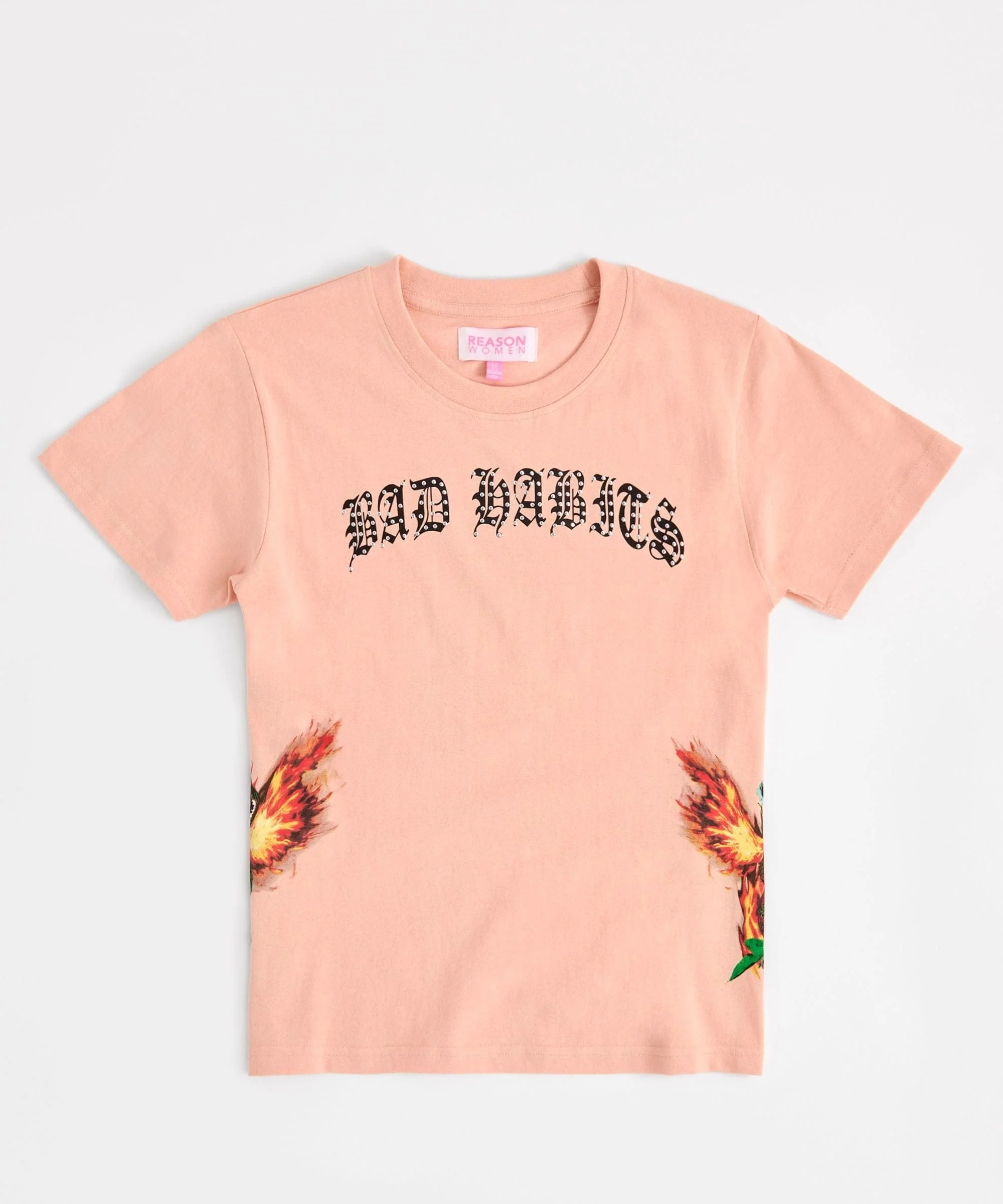 Women Bad Habits Short Sleeve Tee - Peach