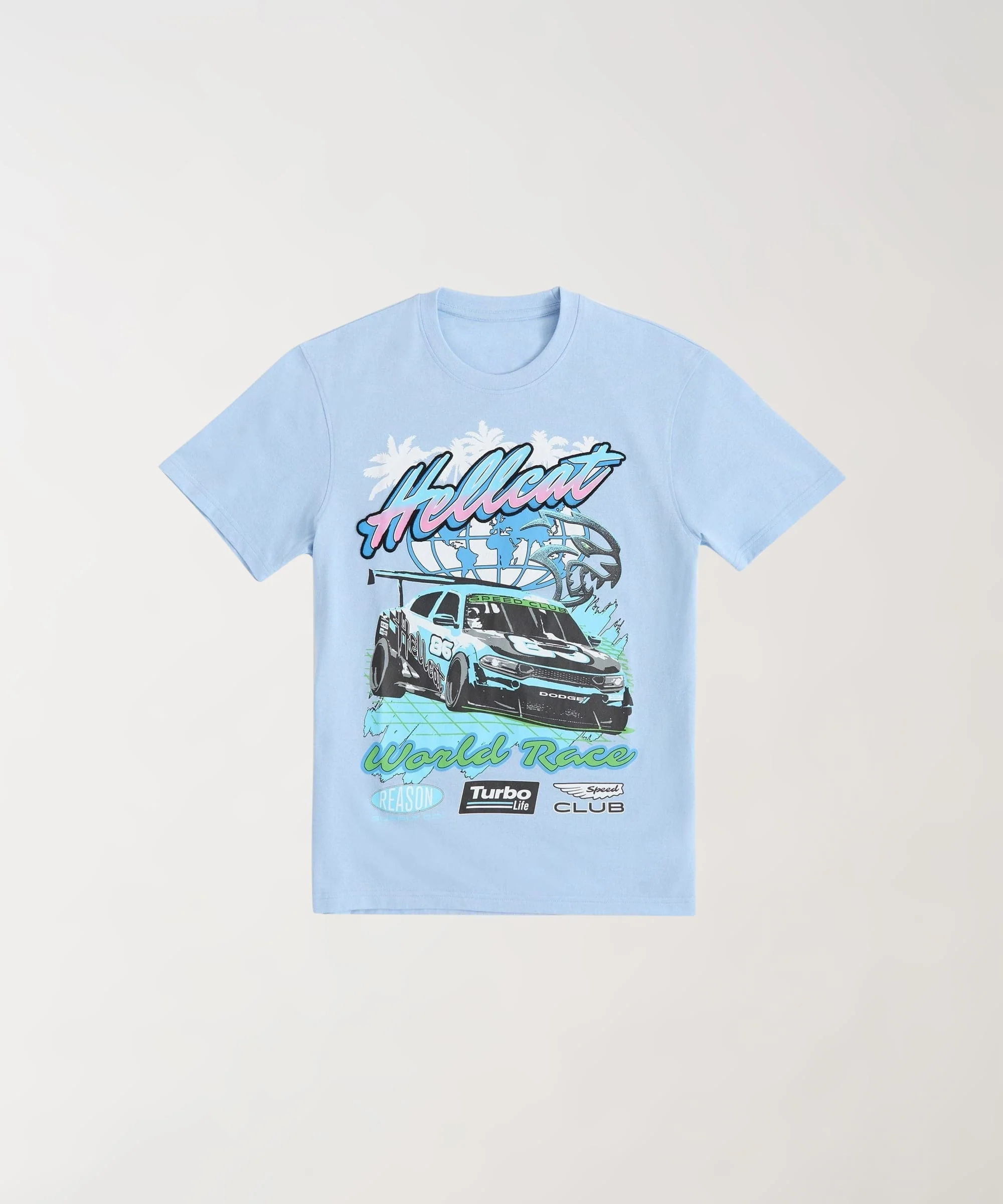 Women Hellcat Racing Box Short Sleeve Tee - Light Blue