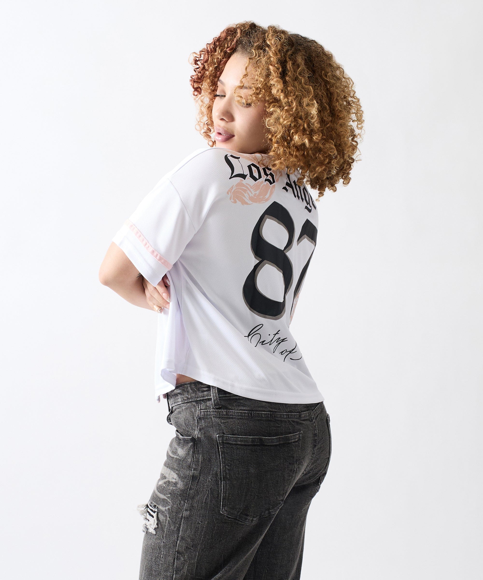 Women Los Angeles Crop Jersey - White - Image 5