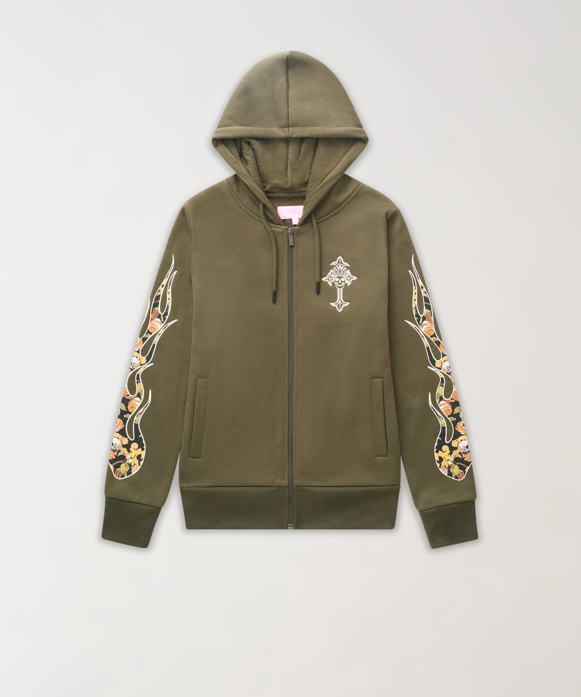 Women Olive Bad Habits Flame Hoodie - Olive Green