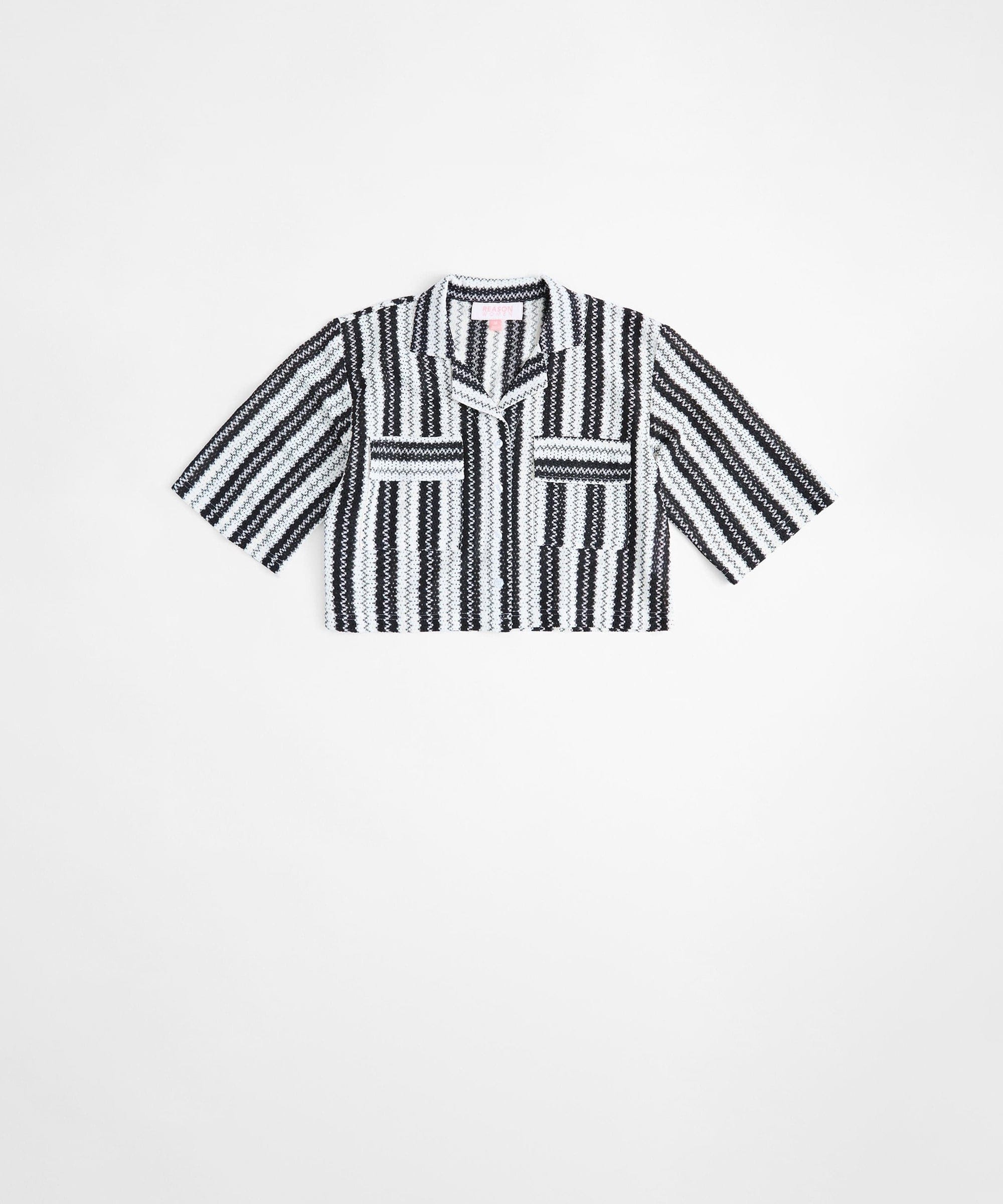 Women Plus Size Textured Shirt - Black And White