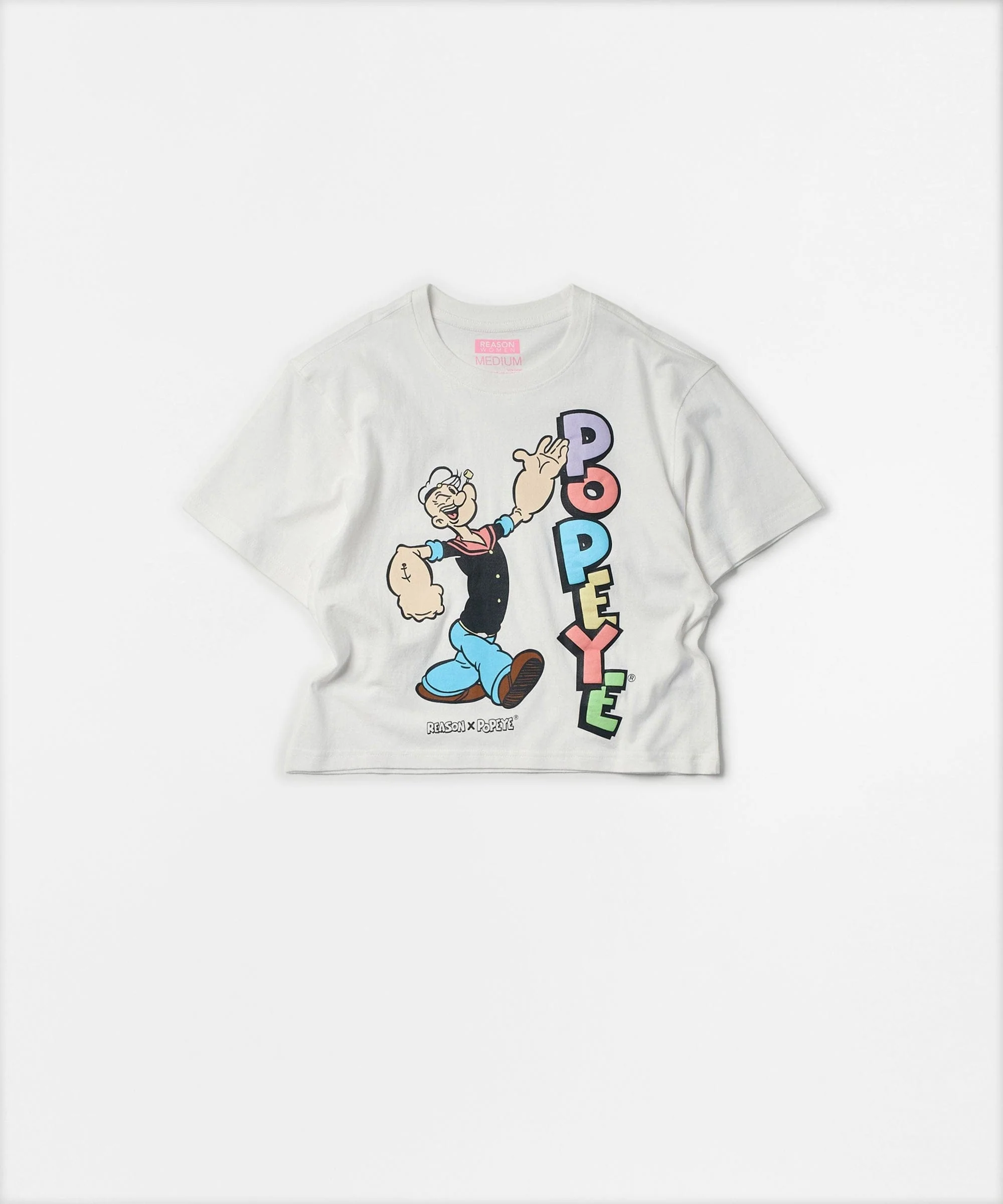 Womens Popeye Short Sleeve Cropped Tee - White