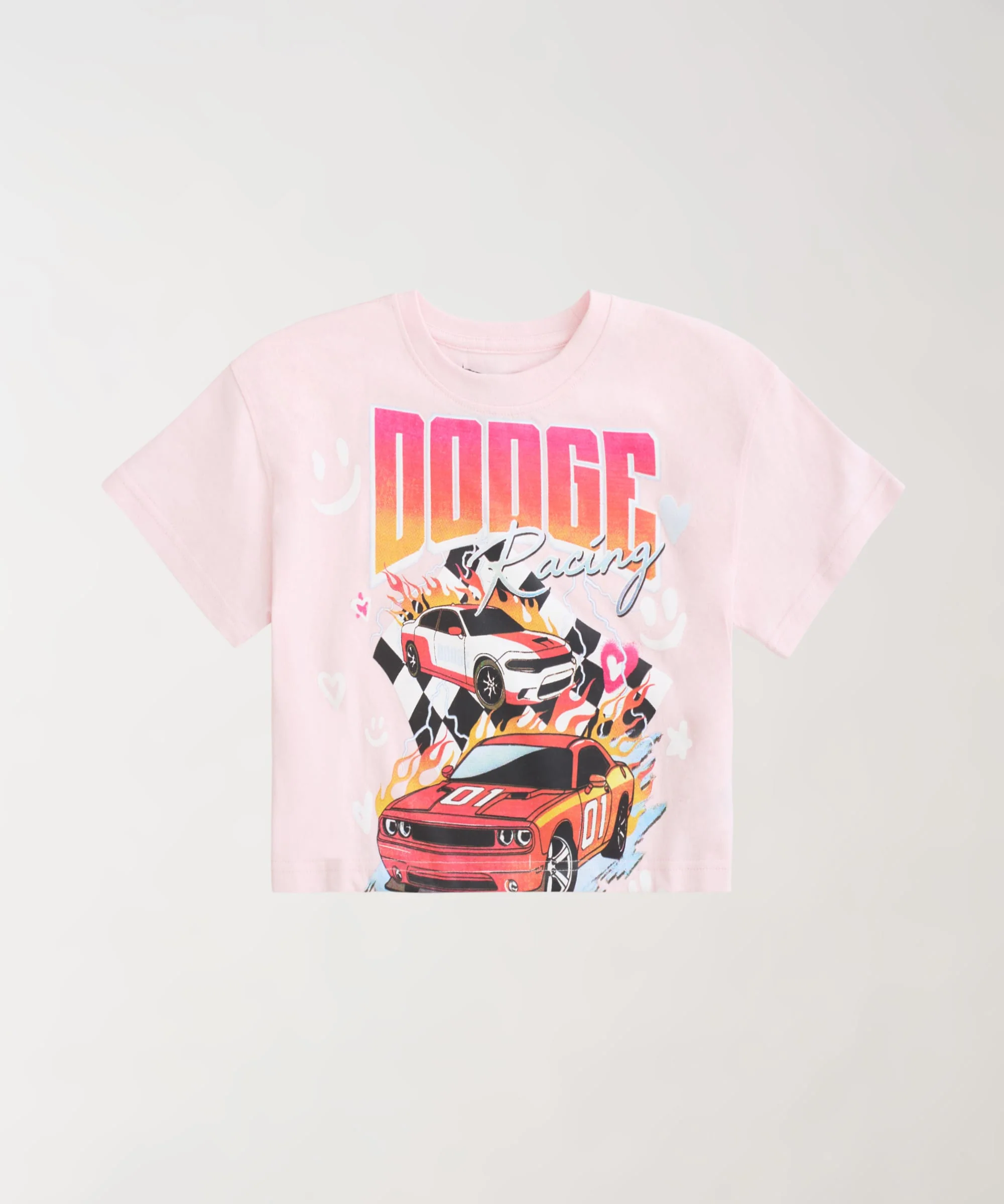 Kids Dodge Racing Crop Short Sleeve Tee - Pink